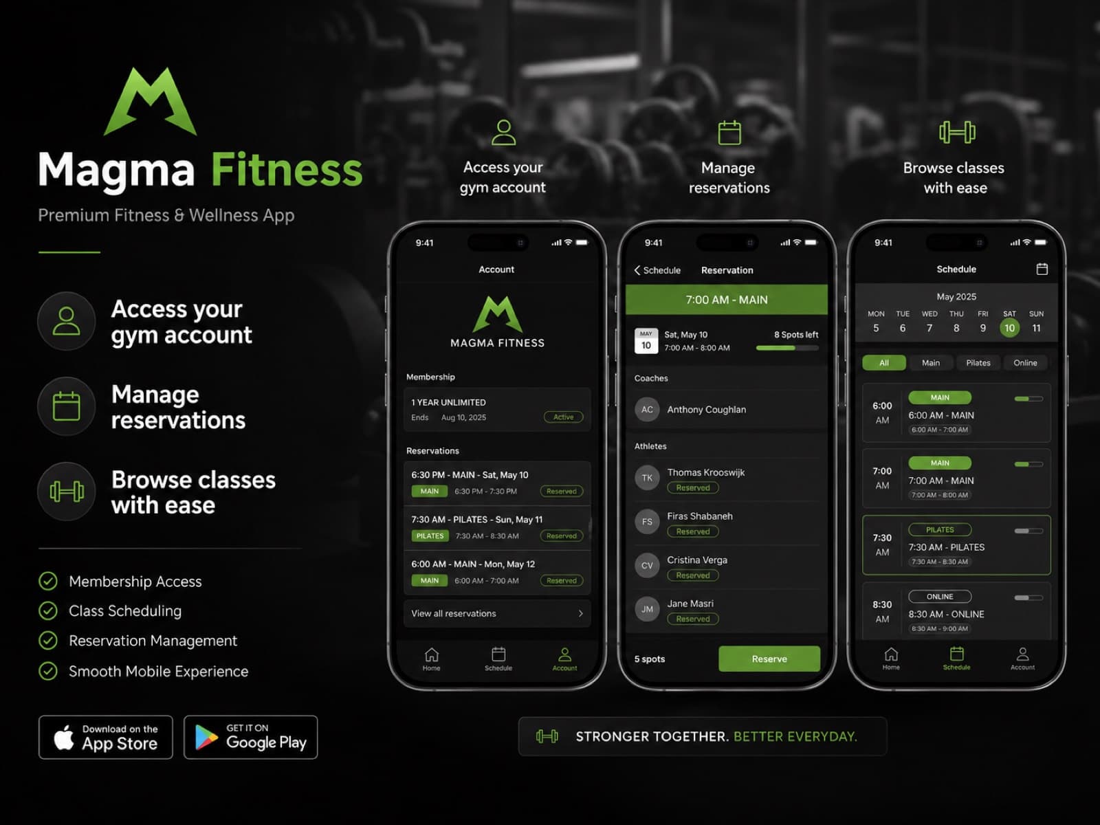 Magma Fitness app showcase